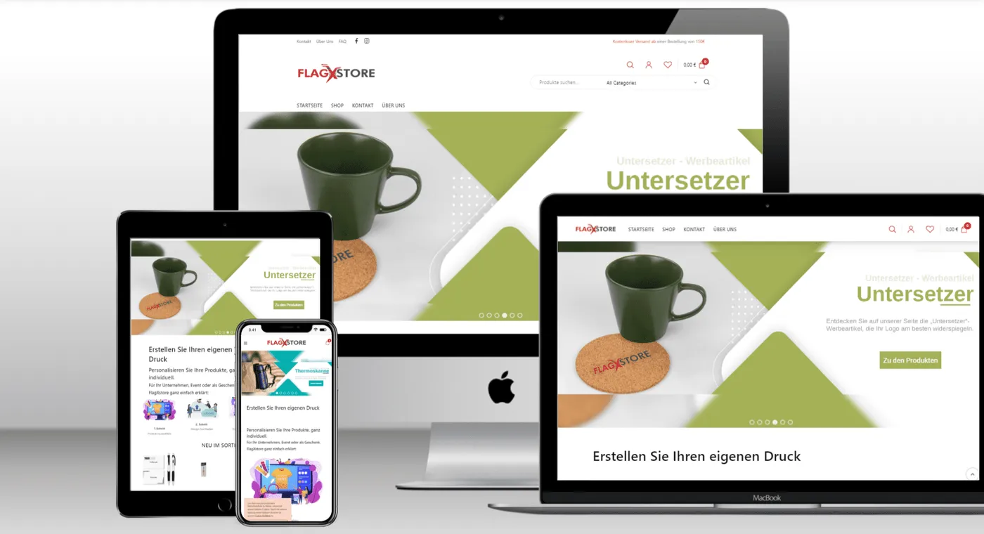 FlagXstore — Website auf verschiedenen Geräten