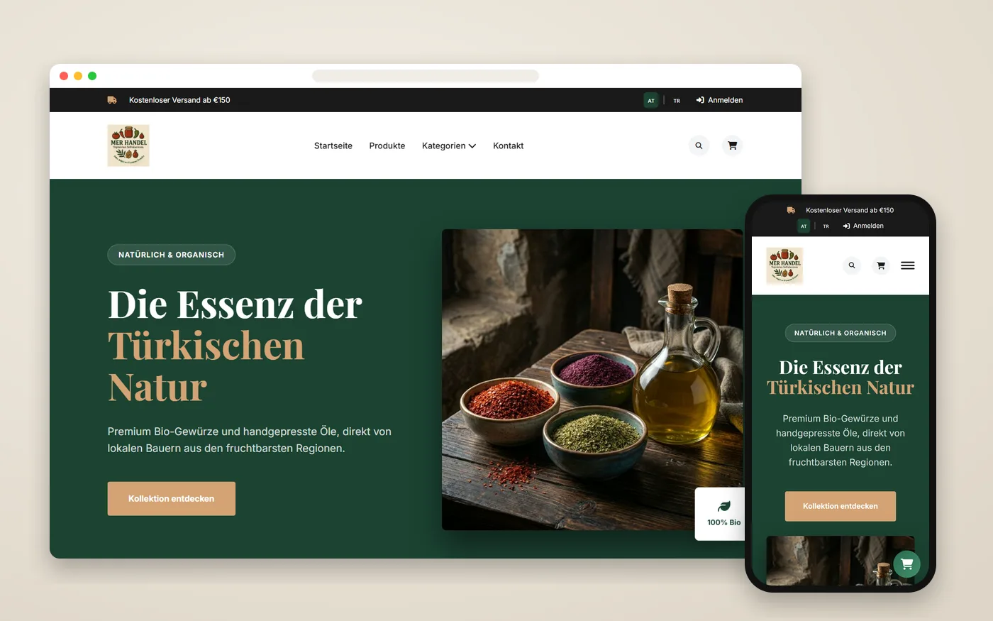 Mer Handel — Website auf verschiedenen Geräten